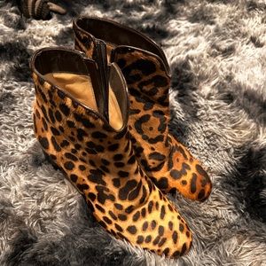 christian louboutin cheetah booties 37.5